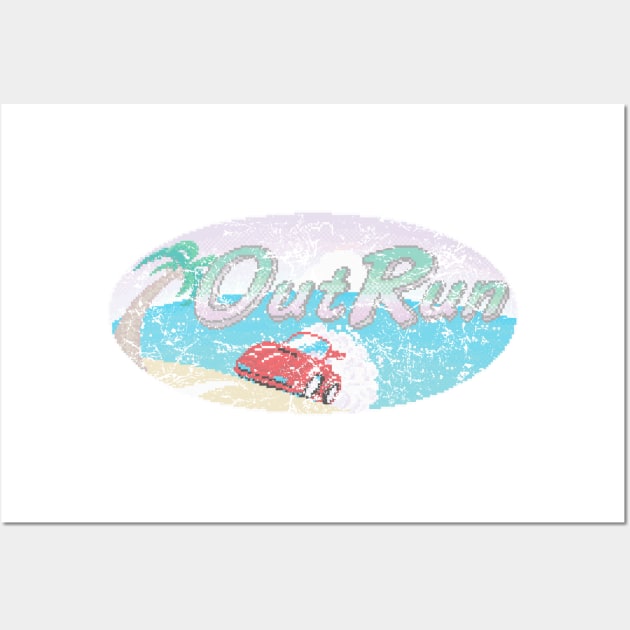 Outrun Logo (faded and weathered) Wall Art by GraphicGibbon